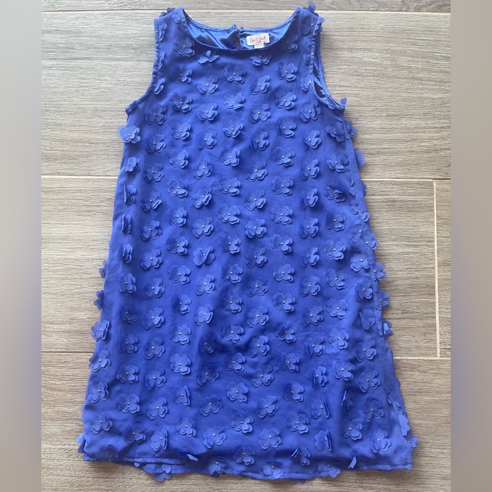 Cat & Jack Girls Sleeveless Dress with Flower Appliqués, Size L 10/12